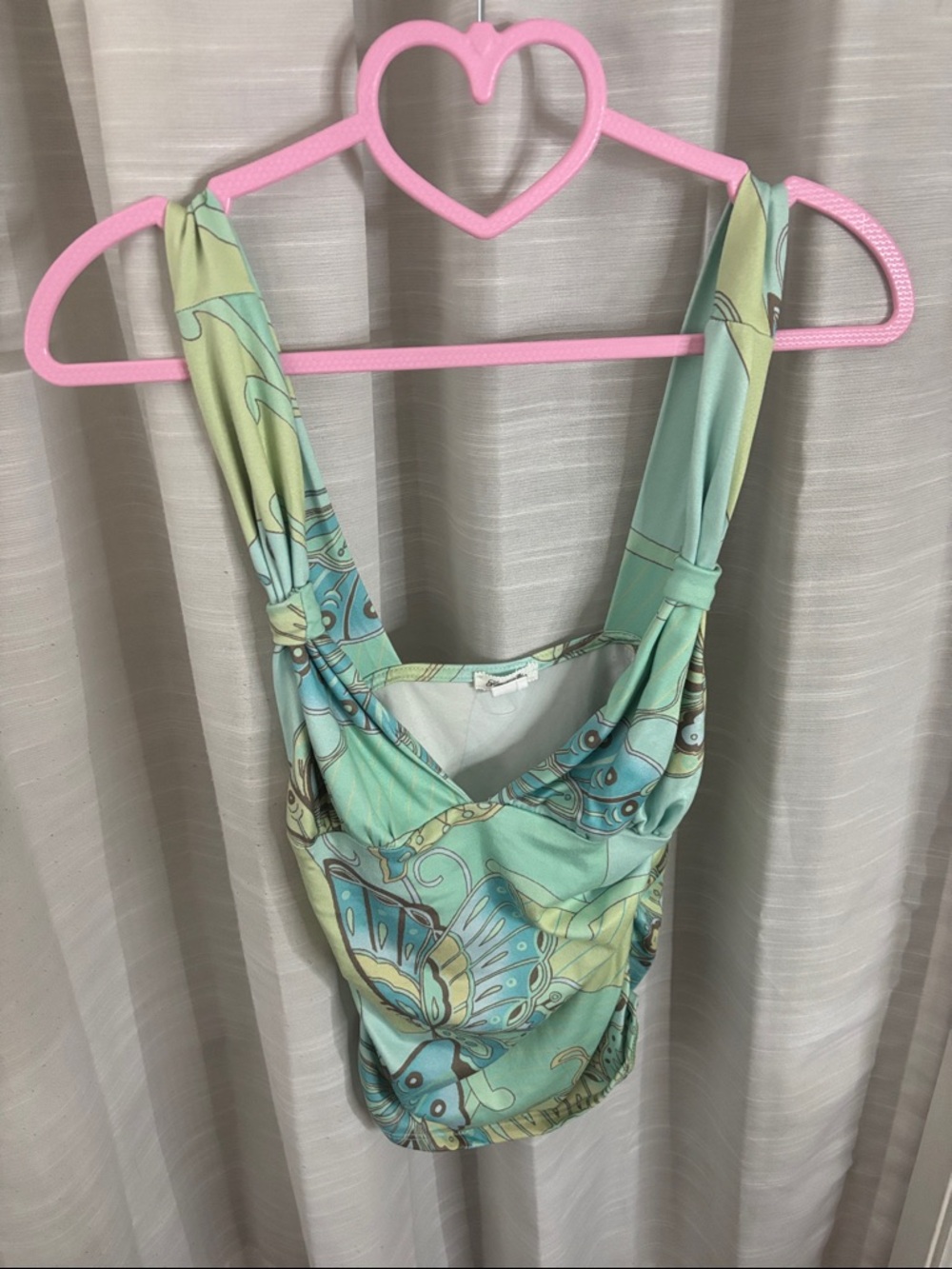 Urban Outfitters Mint Green Butterfly-Print One-Piece Bodysuit